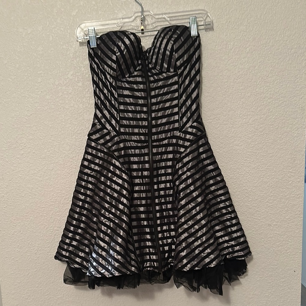 Black and Silver Sweetheart Fit and Flare Cocktail Dress